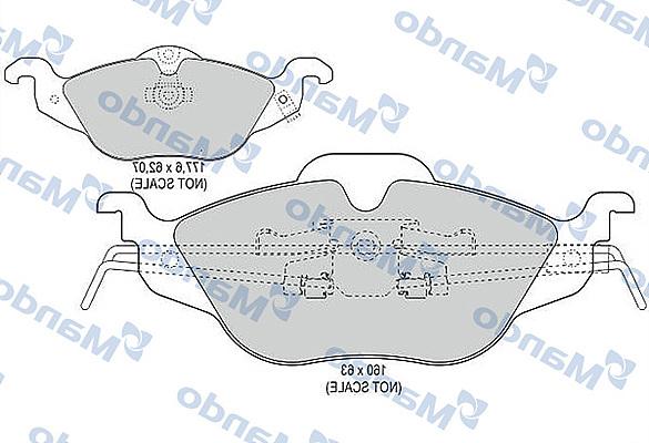 Mando MBF015134 - Bremžu uzliku kompl., Disku bremzes www.autospares.lv