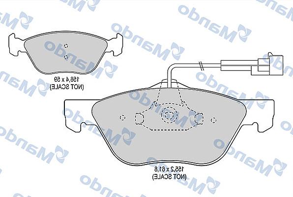 Mando MBF015352 - Тормозные колодки, дисковые, комплект www.autospares.lv