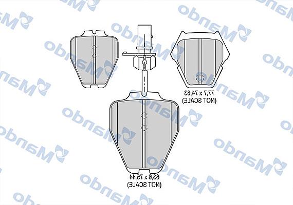 Mando MBF015368 - Тормозные колодки, дисковые, комплект www.autospares.lv