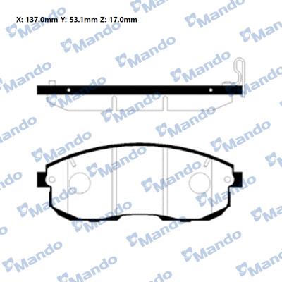 Mando MBF010134C - Тормозные колодки, дисковые, комплект www.autospares.lv