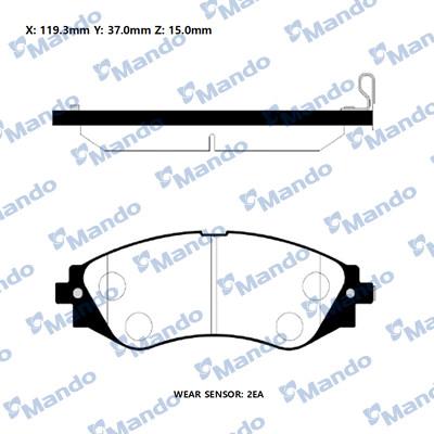 Mando RMPD08NS - Тормозные колодки, дисковые, комплект www.autospares.lv