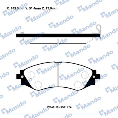 Mando RMPD15NS - Bremžu uzliku kompl., Disku bremzes www.autospares.lv