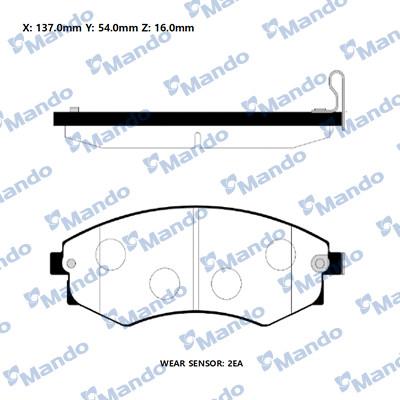 Mando RMPD10 - Bremžu uzliku kompl., Disku bremzes www.autospares.lv