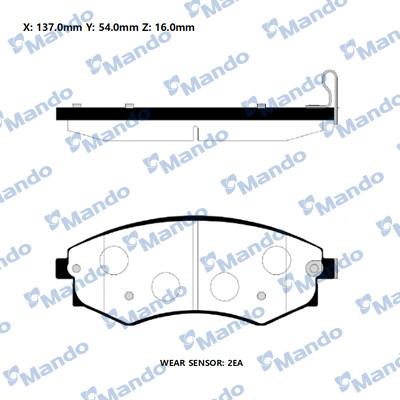 Mando RMPD20NS - Bremžu uzliku kompl., Disku bremzes www.autospares.lv