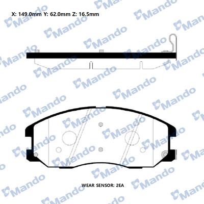 Mando RMPD28NS - Bremžu uzliku kompl., Disku bremzes www.autospares.lv