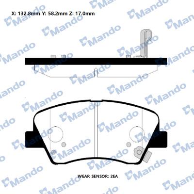 Mando RMPH47NS - Bremžu uzliku kompl., Disku bremzes www.autospares.lv