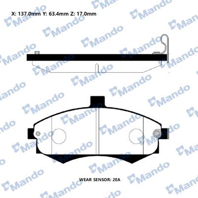 Mando RMPH29NS - Bremžu uzliku kompl., Disku bremzes www.autospares.lv