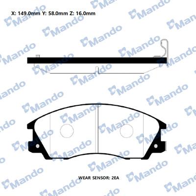 Mando RMPH24NS - Bremžu uzliku kompl., Disku bremzes www.autospares.lv