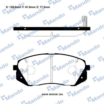 Mando RMPK45NS - Bremžu uzliku kompl., Disku bremzes www.autospares.lv