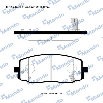 Mando RMPK25NS - Bremžu uzliku kompl., Disku bremzes www.autospares.lv