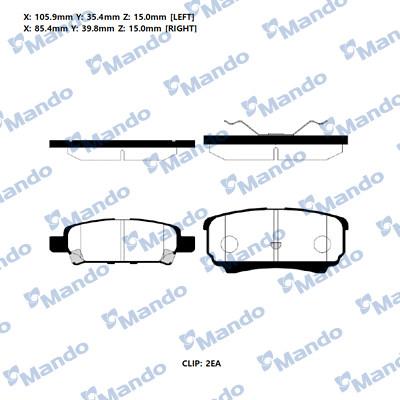 Mando RMPM07NS - Bremžu uzliku kompl., Disku bremzes www.autospares.lv