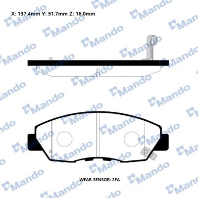 Mando RMPO02NS - Bremžu uzliku kompl., Disku bremzes www.autospares.lv