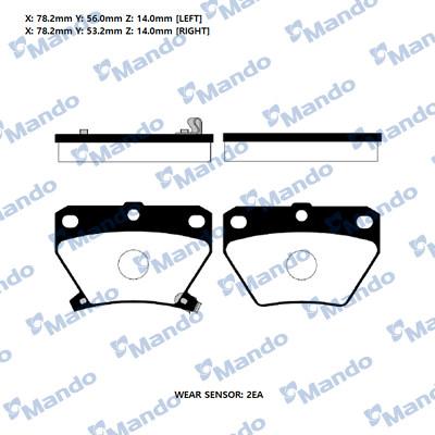 Mando RMPT09 - Bremžu uzliku kompl., Disku bremzes www.autospares.lv