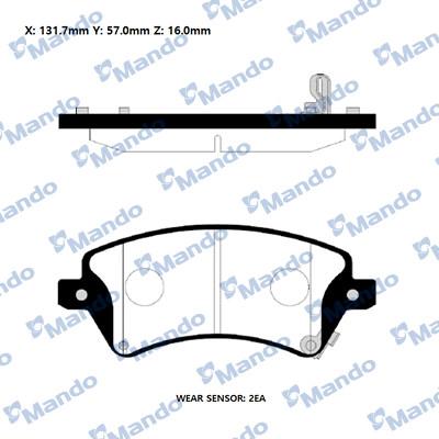 Mando RMPT19NS - Bremžu uzliku kompl., Disku bremzes www.autospares.lv