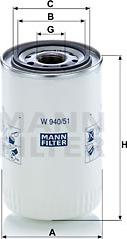 Mann-Filter W 940/51 - Фильтр, система рабочей гидравлики www.autospares.lv