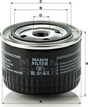 Mann-Filter W 914/4 - Eļļas filtrs autospares.lv