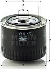 Mann-Filter W 914/26 - Eļļas filtrs www.autospares.lv