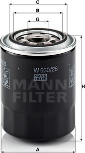 Mann-Filter W 930/26 - Eļļas filtrs autospares.lv