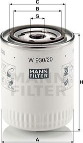 Mann-Filter W 930/20 - Eļļas filtrs autospares.lv