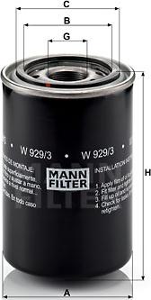 Mann-Filter W 929/3 - Eļļas filtrs www.autospares.lv