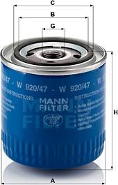 Mann-Filter W 920/47 - Oil Filter www.autospares.lv