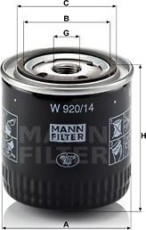 Mann-Filter W 920/14 - Eļļas filtrs autospares.lv