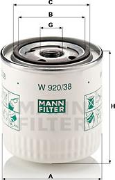 Mann-Filter W 920/38 - Eļļas filtrs autospares.lv