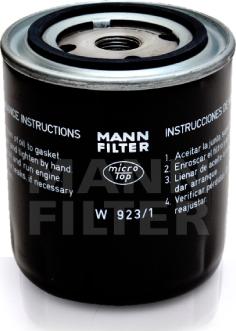 Mann-Filter W 923/1 - Eļļas filtrs autospares.lv