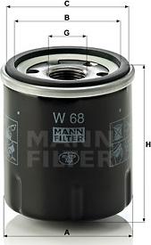 Mann-Filter W 68 - Eļļas filtrs www.autospares.lv