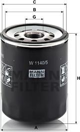 Mann-Filter W 1140/5 - Oil Filter www.autospares.lv