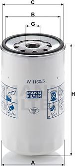 Mann-Filter W 1160/5 - Eļļas filtrs www.autospares.lv