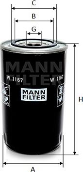 Mann-Filter W 1167 - Eļļas filtrs autospares.lv