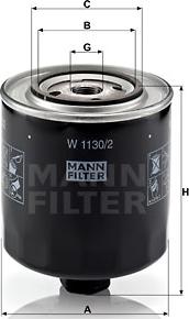 Mann-Filter W 1130/2 - Eļļas filtrs autospares.lv