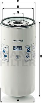 Mann-Filter W 1170/9 - Eļļas filtrs www.autospares.lv