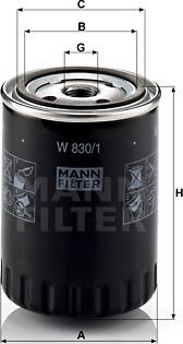 Mann-Filter W 830/1 - Eļļas filtrs www.autospares.lv