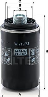 Mann-Filter W 719/53 - Eļļas filtrs www.autospares.lv