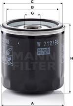 Mann-Filter W 712/98 - Eļļas filtrs autospares.lv