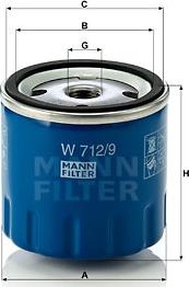 Mann-Filter W 712/9 - Eļļas filtrs autospares.lv