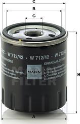 Mann-Filter W 712/42 - Eļļas filtrs autospares.lv