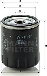 Mann-Filter W 712/47 - Eļļas filtrs www.autospares.lv