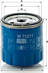 Mann-Filter W 712/11 - Eļļas filtrs autospares.lv