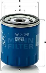 Mann-Filter W 712/8 - Eļļas filtrs www.autospares.lv