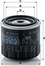 Mann-Filter W 712/31 - Eļļas filtrs autospares.lv