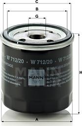 Mann-Filter W 712/20 - Eļļas filtrs autospares.lv