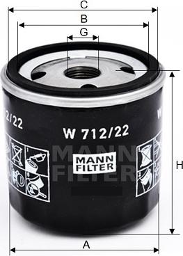 Mann-Filter W 712/22 - Eļļas filtrs www.autospares.lv