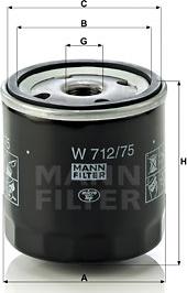 Mann-Filter W 712/75 - Eļļas filtrs www.autospares.lv