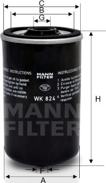 Mann-Filter WK 824 - Fuel filter www.autospares.lv