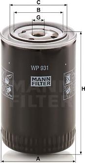 Mann-Filter WP 931 - Eļļas filtrs www.autospares.lv