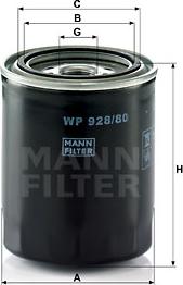 Mann-Filter WP 928/80 - Eļļas filtrs www.autospares.lv