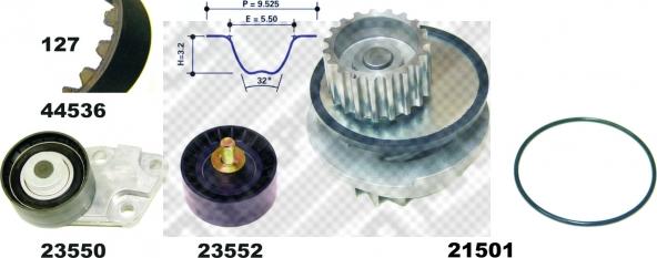 Mapco 41536 - Ūdenssūknis + Zobsiksnas komplekts autospares.lv